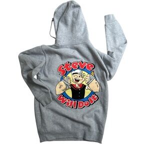 Full Send Steve Will Do‎ It Popeye Gray Hoodie - Size M